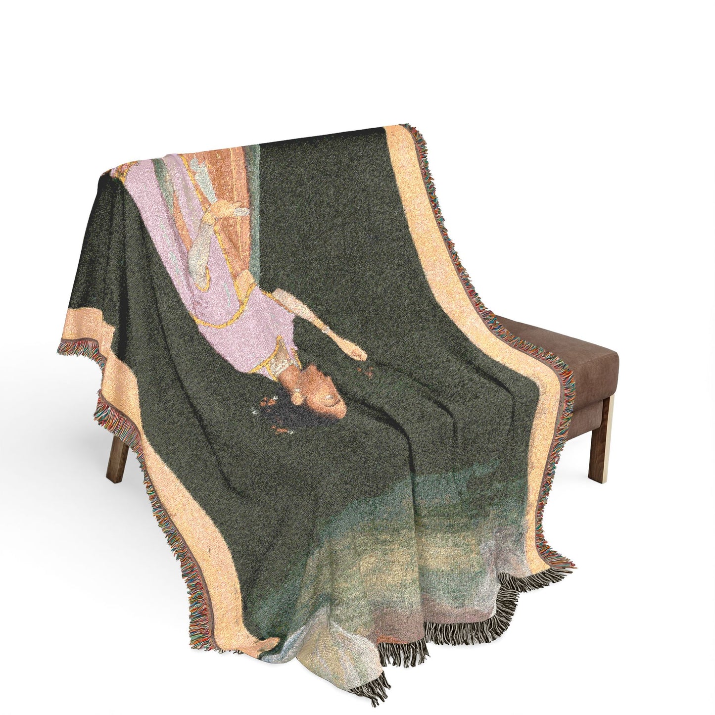 Royal Woman Holding a Flower Woven Throw Blanket