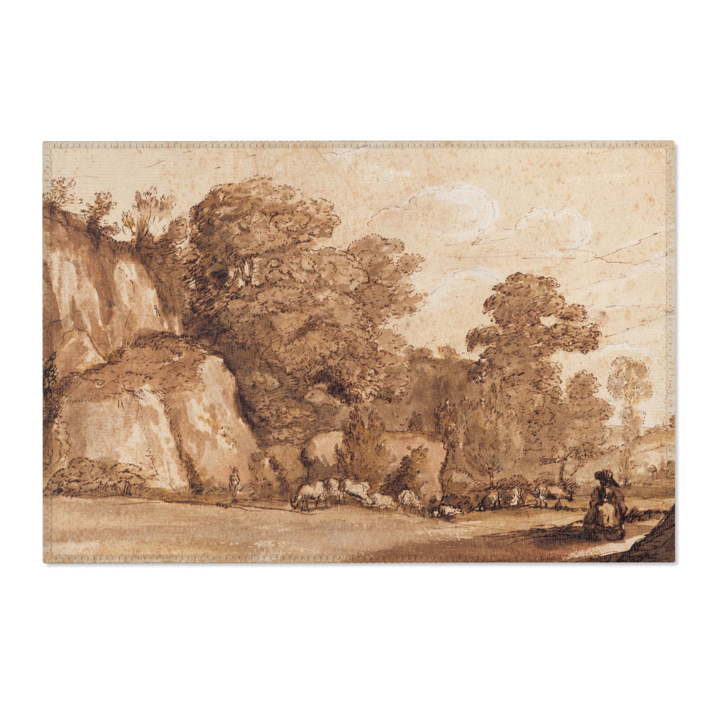 Claude Lorrain - A Rocky Hillside | Area Rug