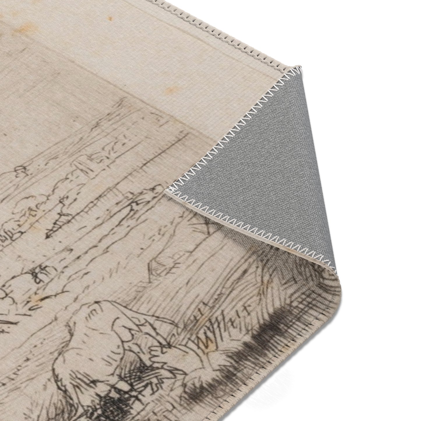 Rembrandt van Rijn - Landscape with a Cow Drinking | Area Rug