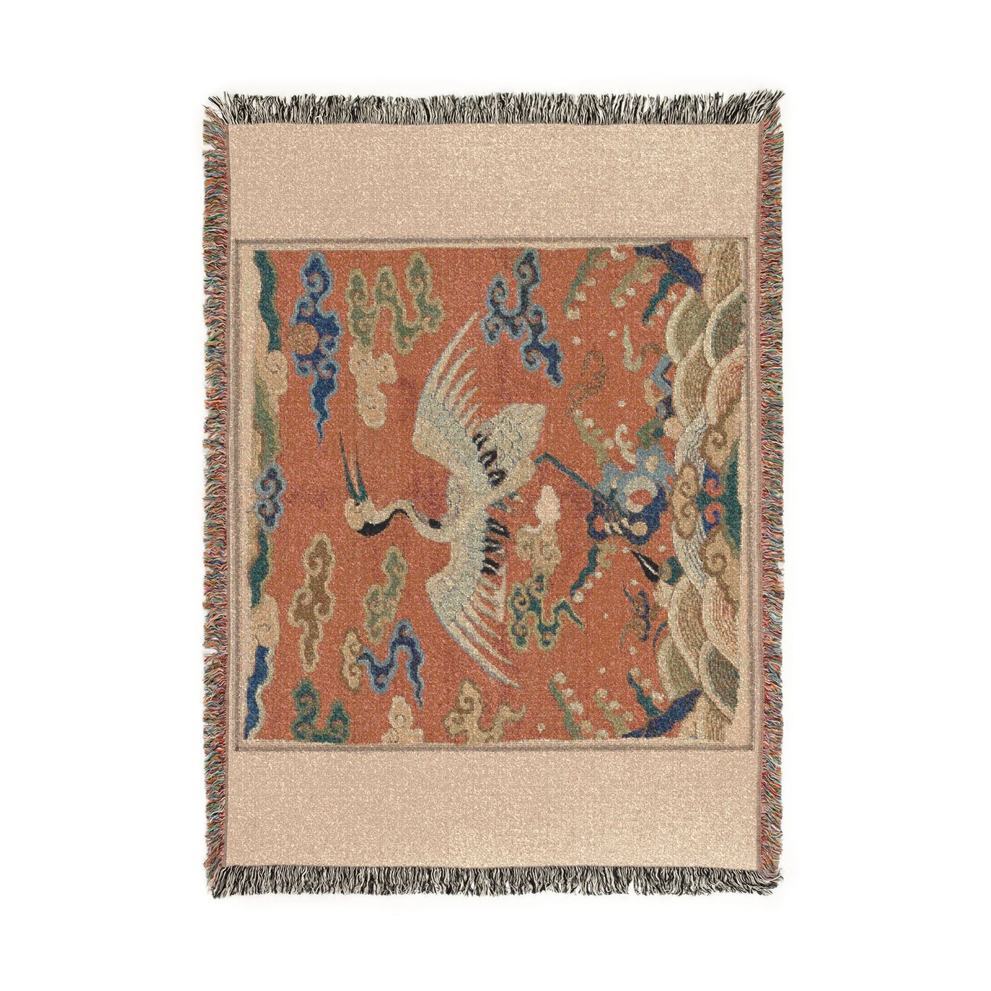 144_rank-badge-with-crane | Woven Tapestry Blanket