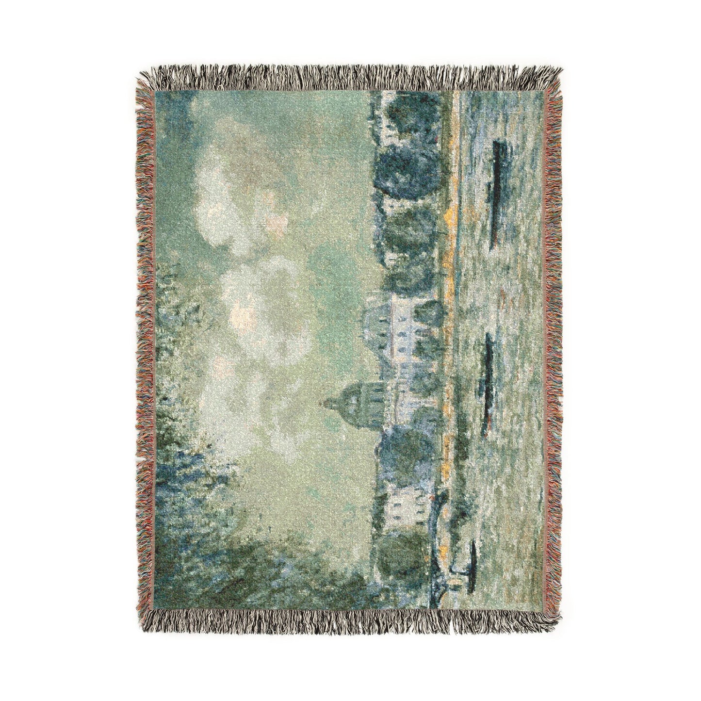 Alfred Sisley - Landscape along the Seine with the Institut de France and the Pont des Arts | Woven Tapestry Blanket