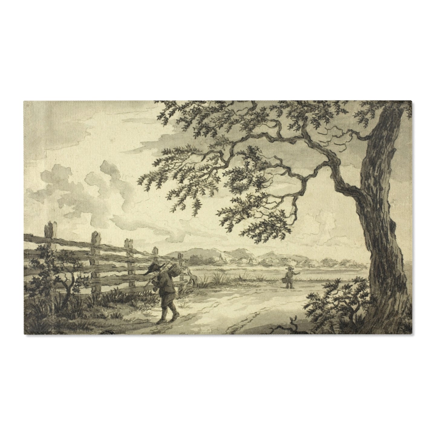Style of Jacob van Ruisdael - Figures with Baskets on Road | Area Rug