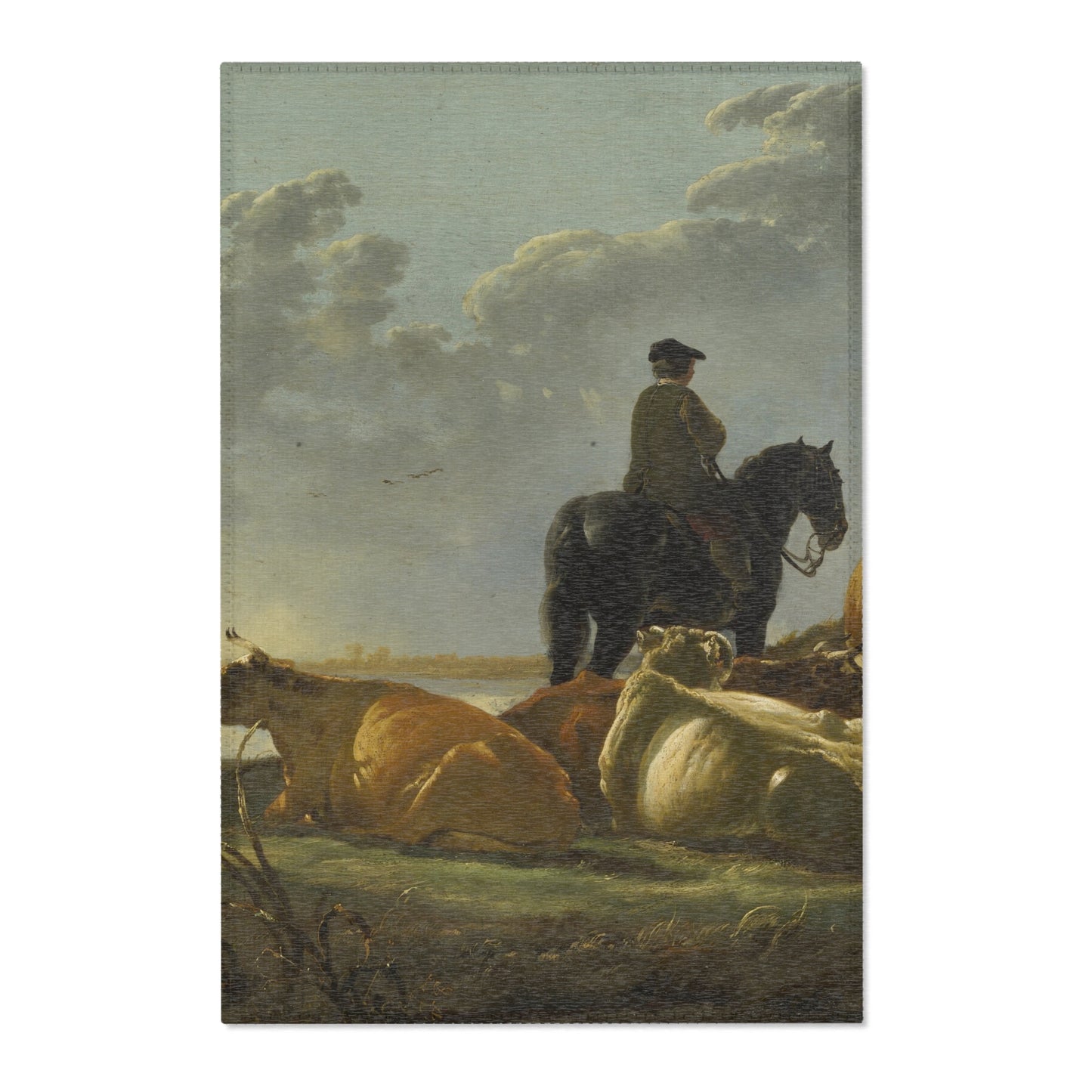 Aelbert Cuyp - Peasants with Four Cows by the River Merwede - WGA5825 | Area Rug