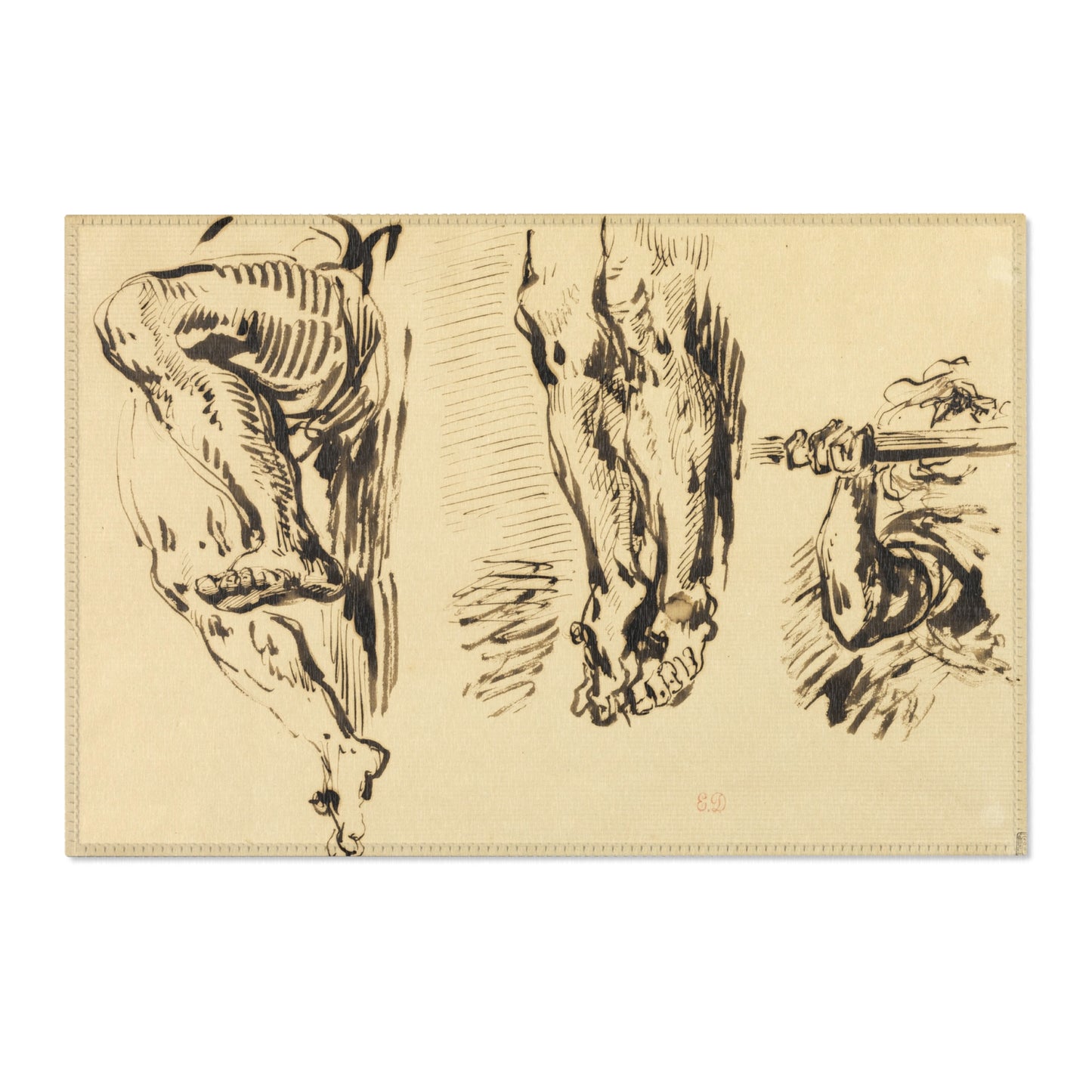 Eugène Delacroix - Study of Arms and Legs of Christ Crucified | Area Rug