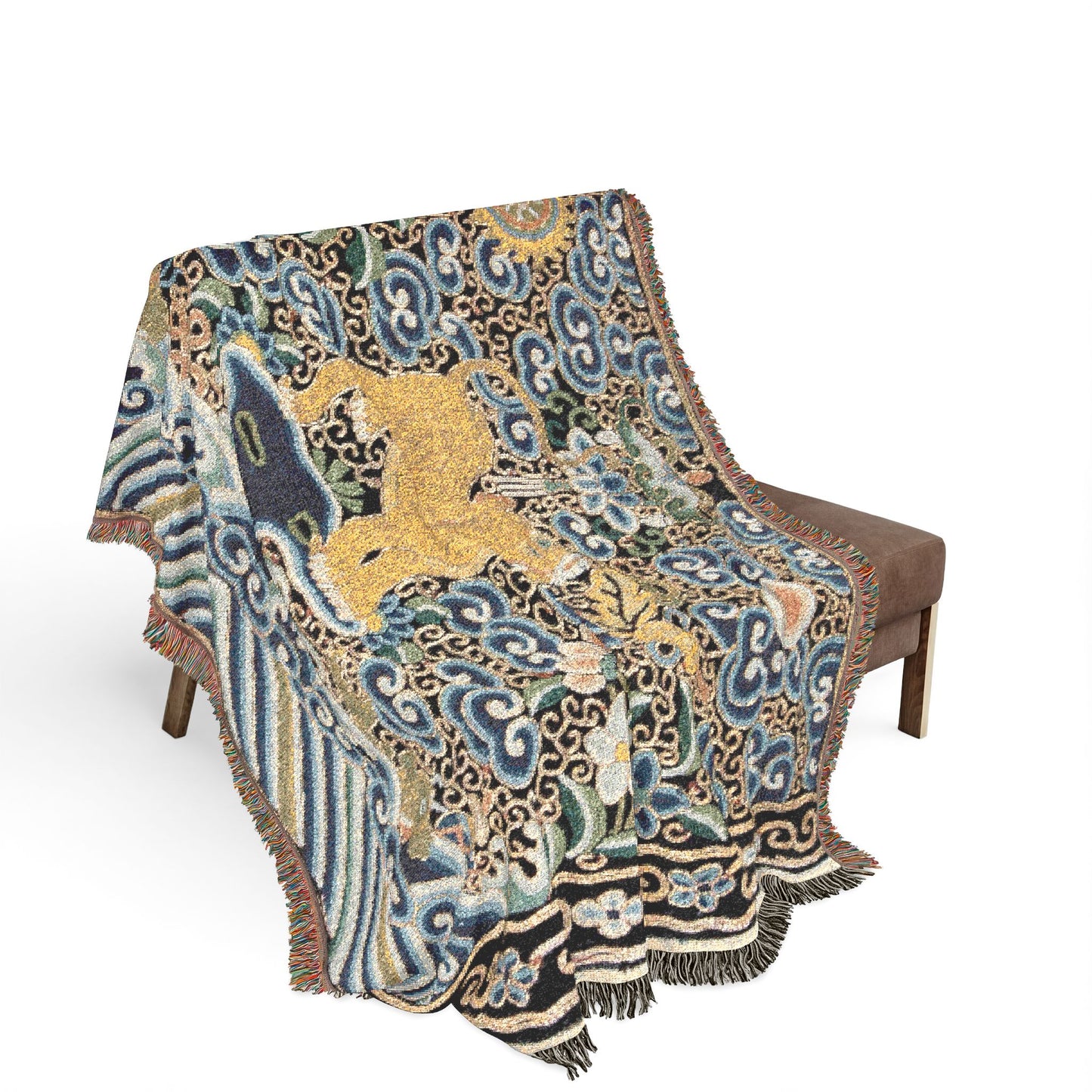 143_rank-badge-with-tiger | Woven Tapestry Blanket