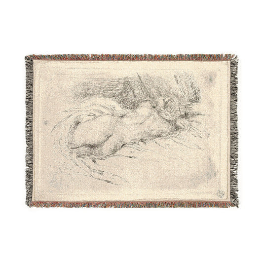 Study of a Woman Seen — Delacroix Tapestry Blanket