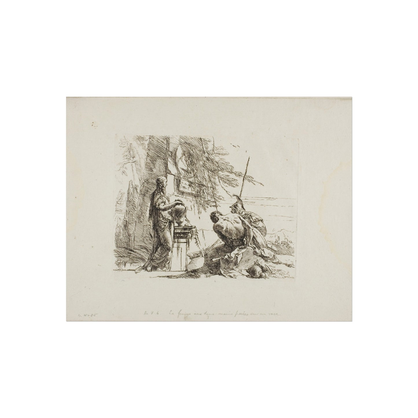 Giovanni Battista Tiepolo - A Woman with her Hands on a Vase, Soldier, and Slave, from Capricci | Fine Art Poster