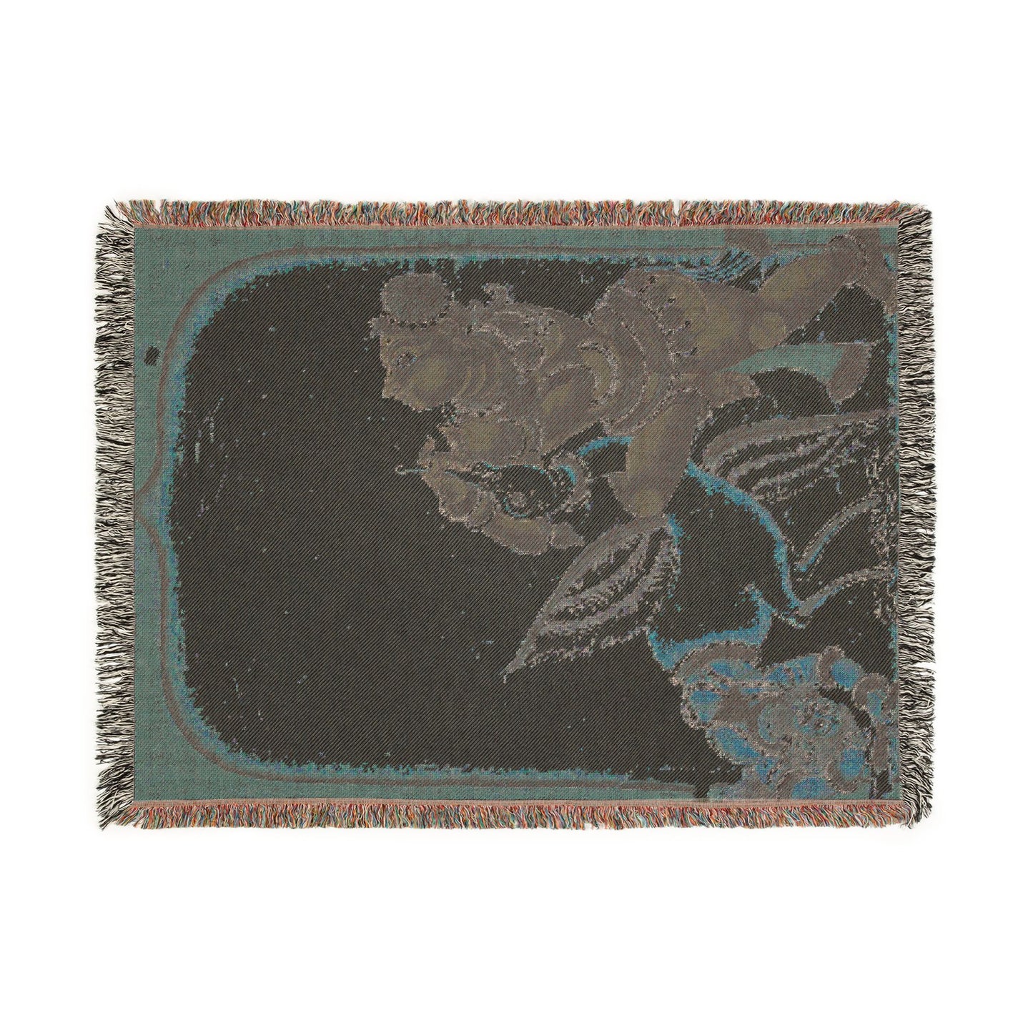 Krishna Vanquishing the Crane-Demon Bakasura Woven Throw Blanket