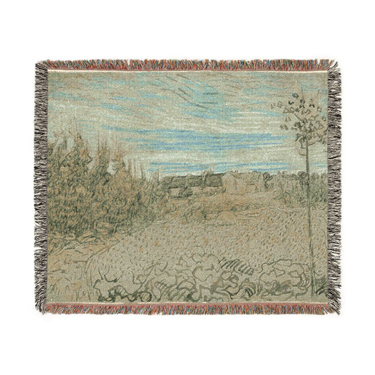 Cottages with a Woman Working — Van Gogh Tapestry Blanket
