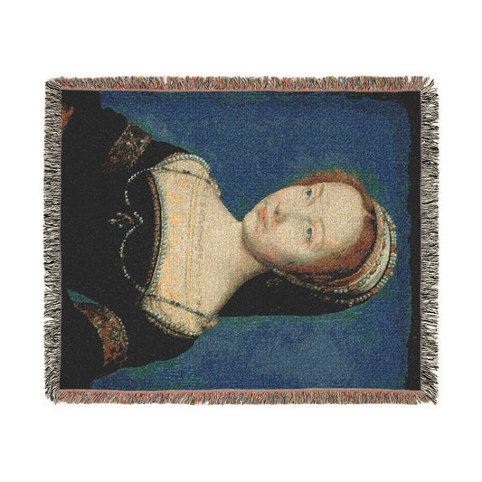 Portrait of a Woman Woven Throw Blanket