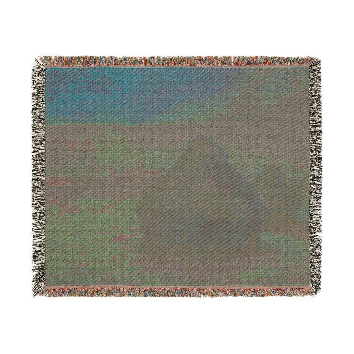 Claude Monet - Stacks of Wheat (Sunset, Snow Effect) | Woven Tapestry Blanket