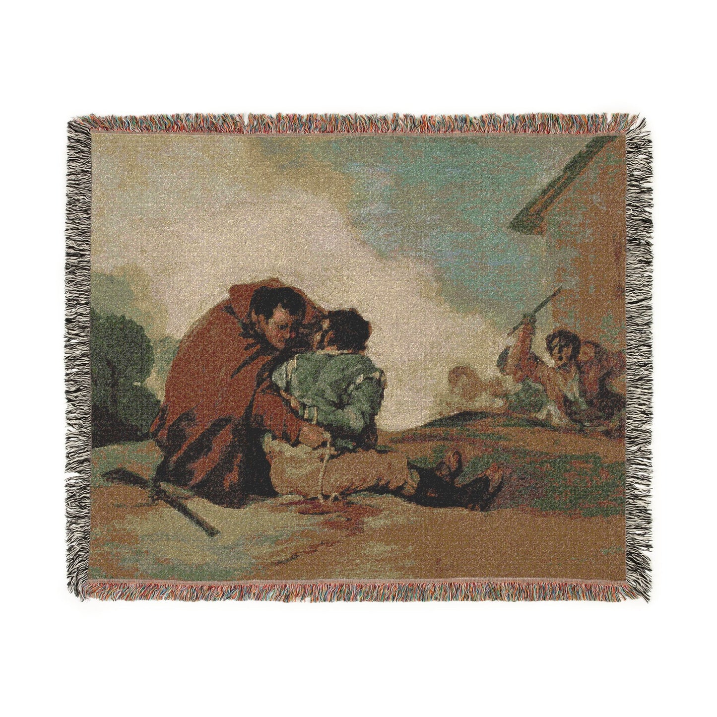 Francisco José de Goya y Lucientes - Friar Pedro Binds El Maragato with a Rope | Woven Tapestry Blanket