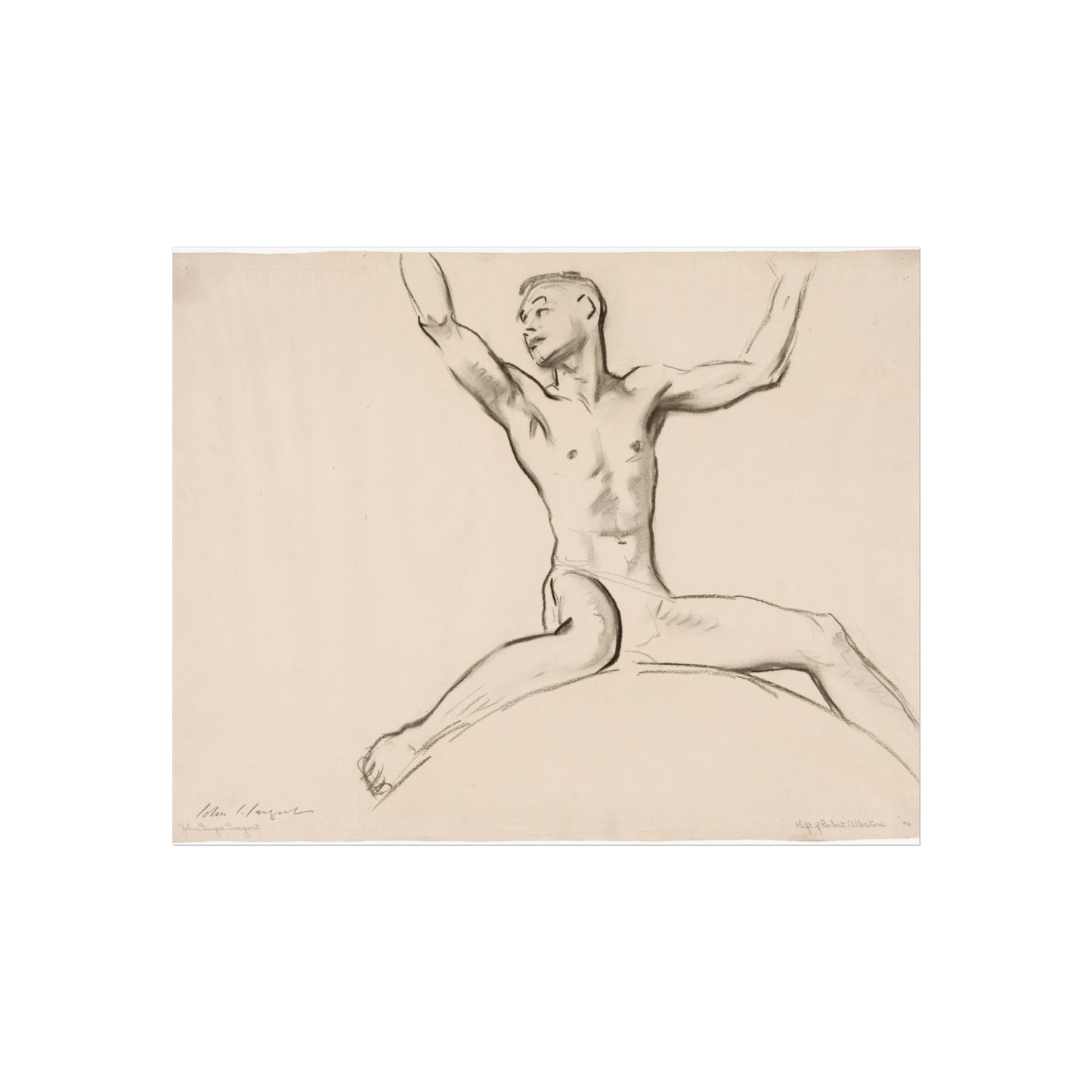 John Singer Sargent - Seated Male Nude, Arms Uplifted | Fine Art Poster