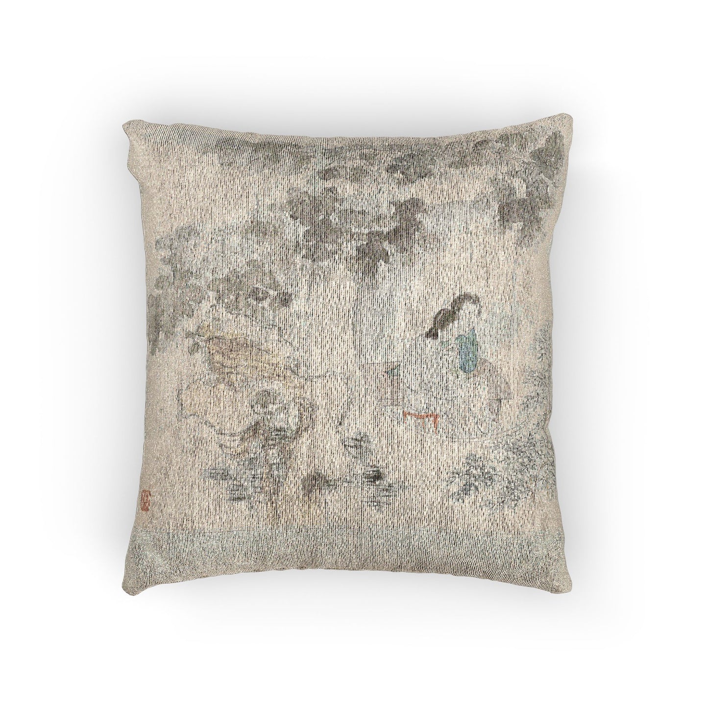 117_two-women-with-needlework-in-a-garden | Woven Pillow
