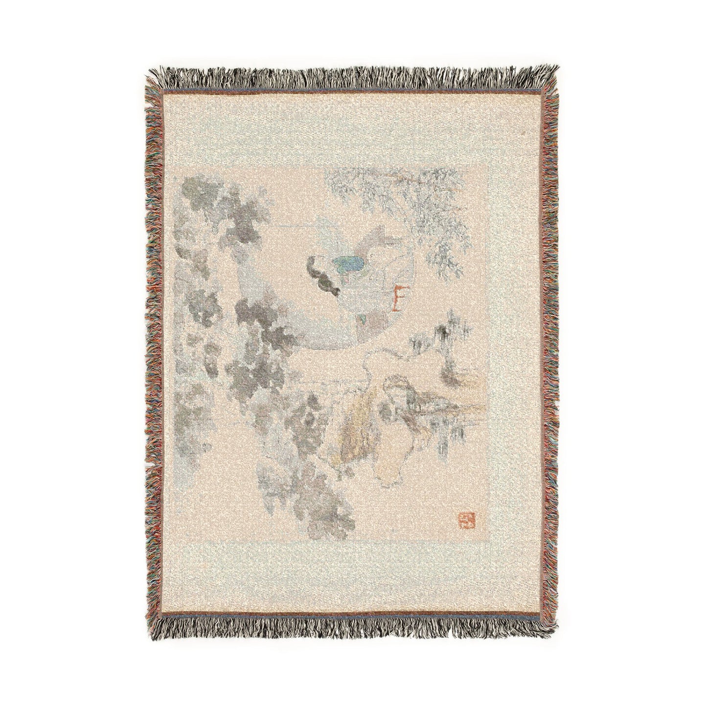 117_two-women-with-needlework-in-a-garden | Woven Tapestry Blanket