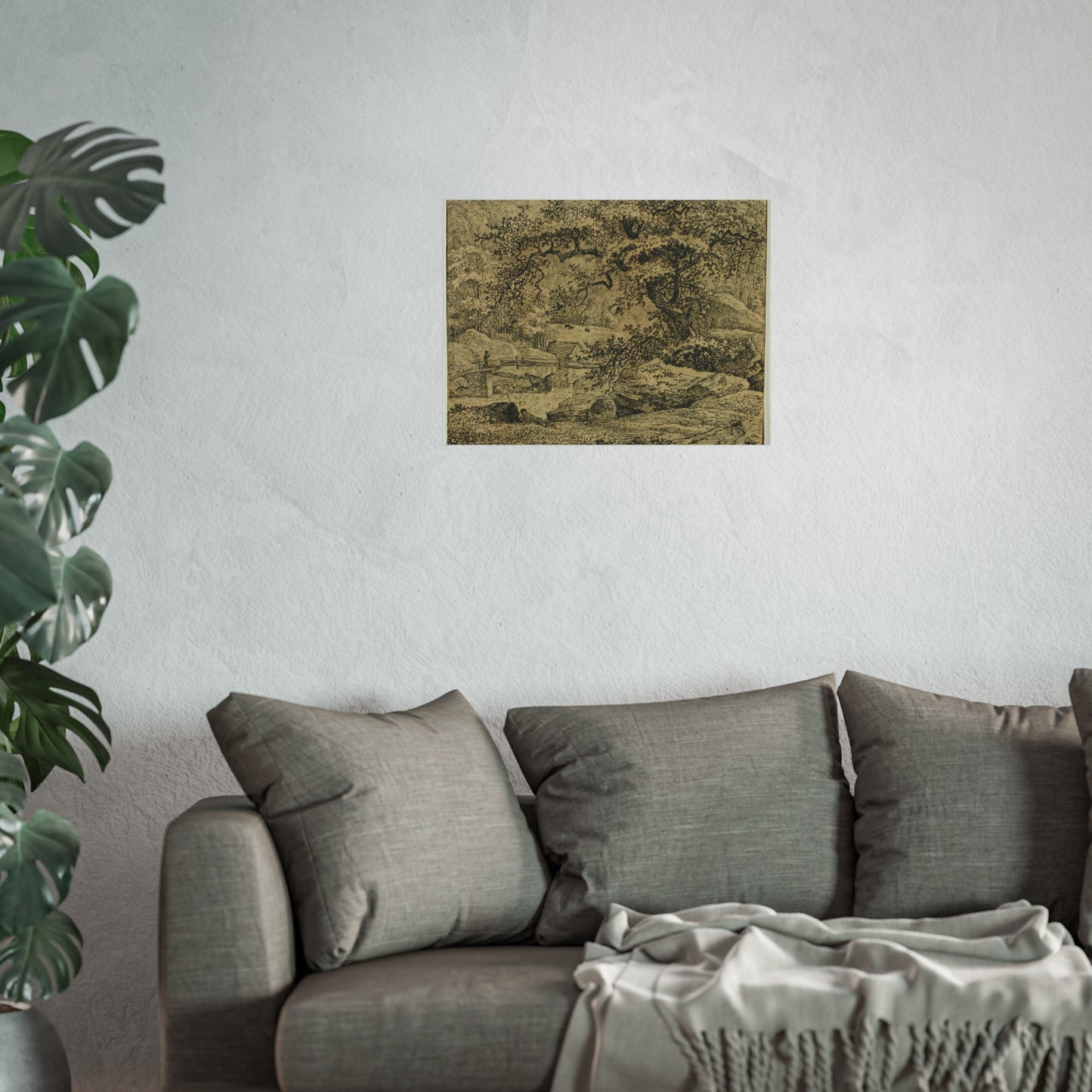 Jacob van Ruisdael - Landscape with Figure Resting Under Tree by Stream | Fine Art Poster