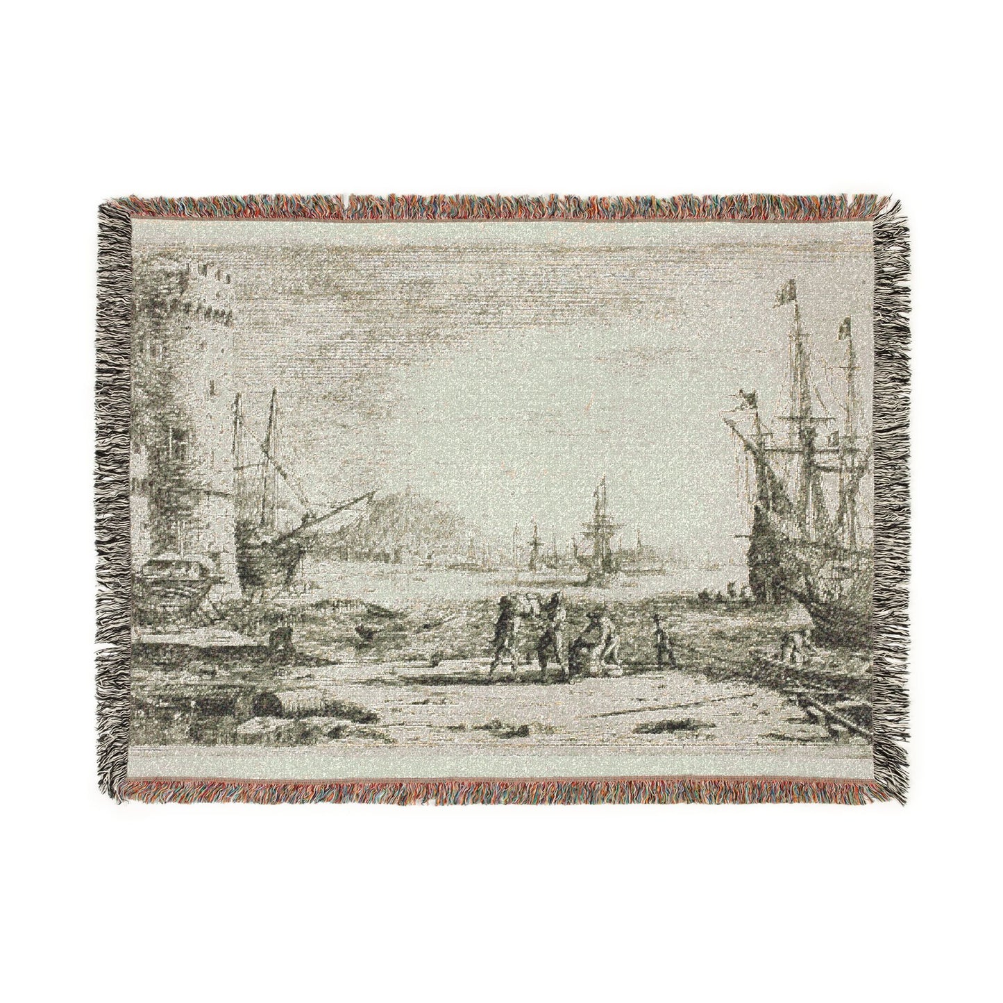 Claude Lorrain - Harbor with a Large Tower | Woven Tapestry Blanket