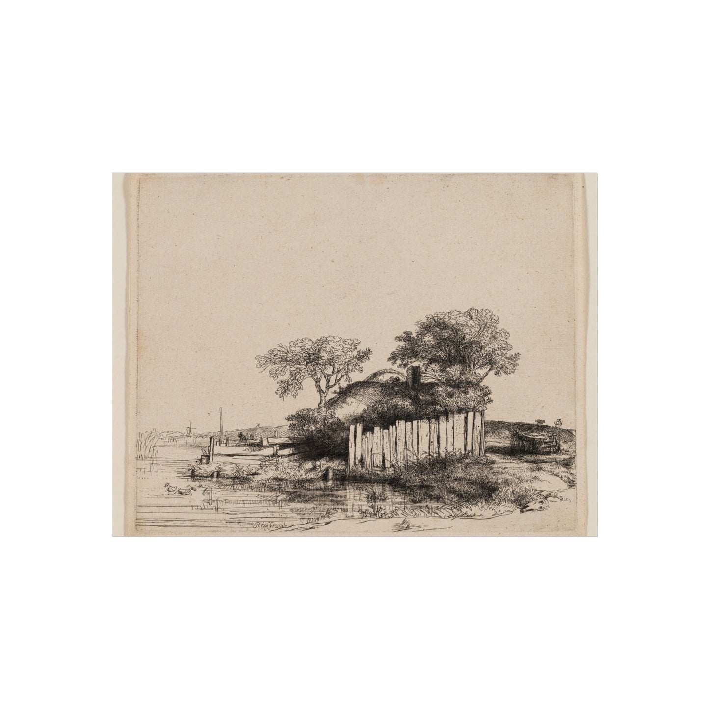 Rembrandt van Rijn - A Cottage with White Paling | Fine Art Poster