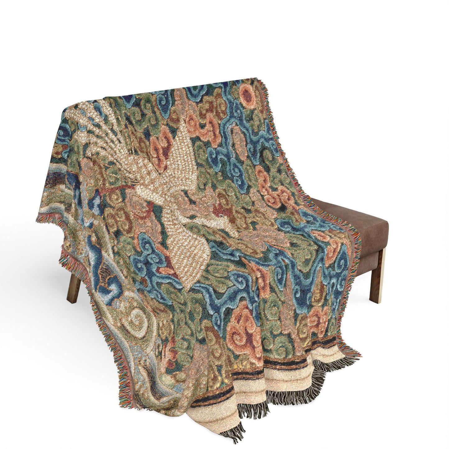 148_rank-badge-with-silver-pheasant | Woven Tapestry Blanket