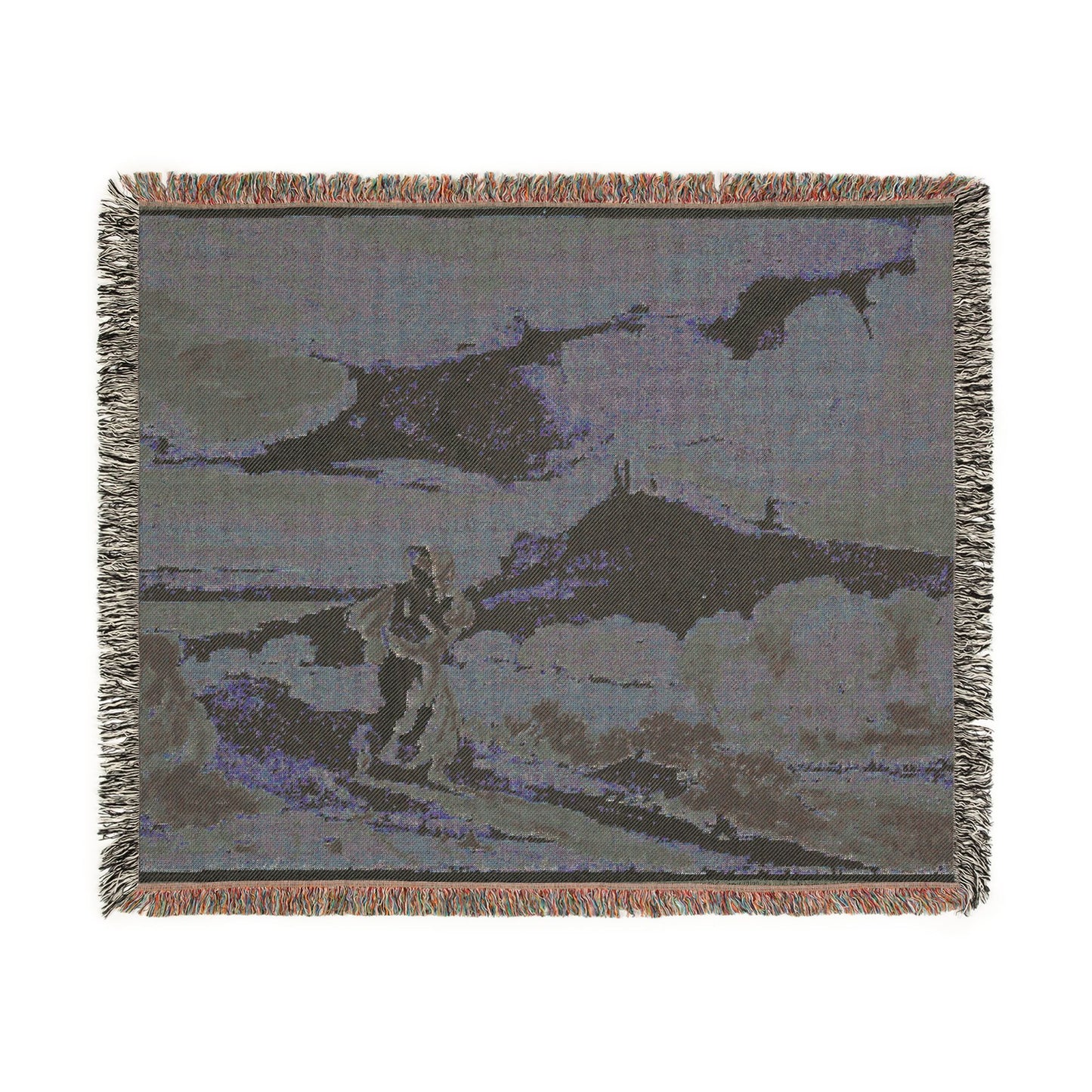 John Constable - Woman with Baby Fleeing Across Moors | Woven Tapestry Blanket