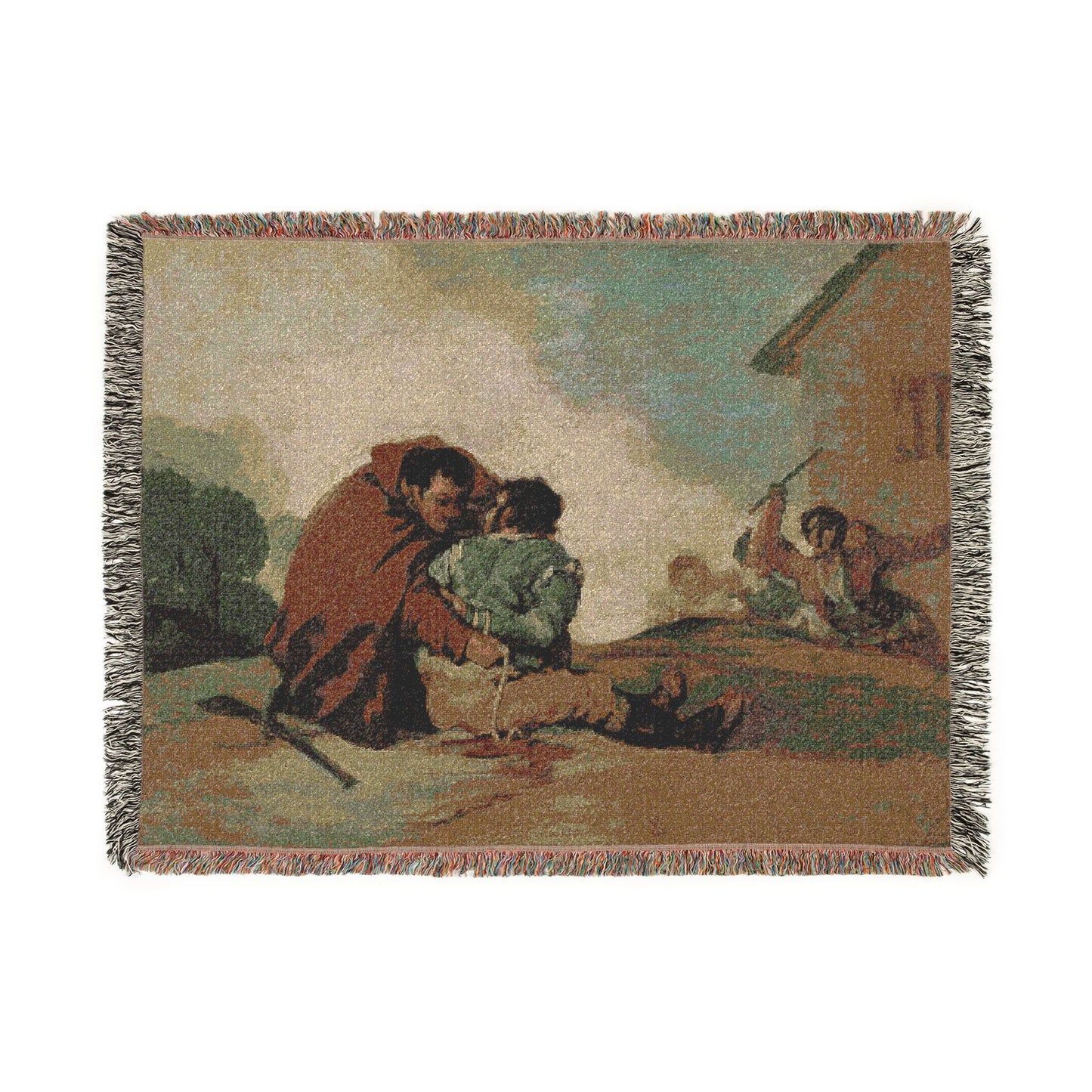 Francisco José de Goya y Lucientes - Friar Pedro Binds El Maragato with a Rope | Woven Tapestry Blanket