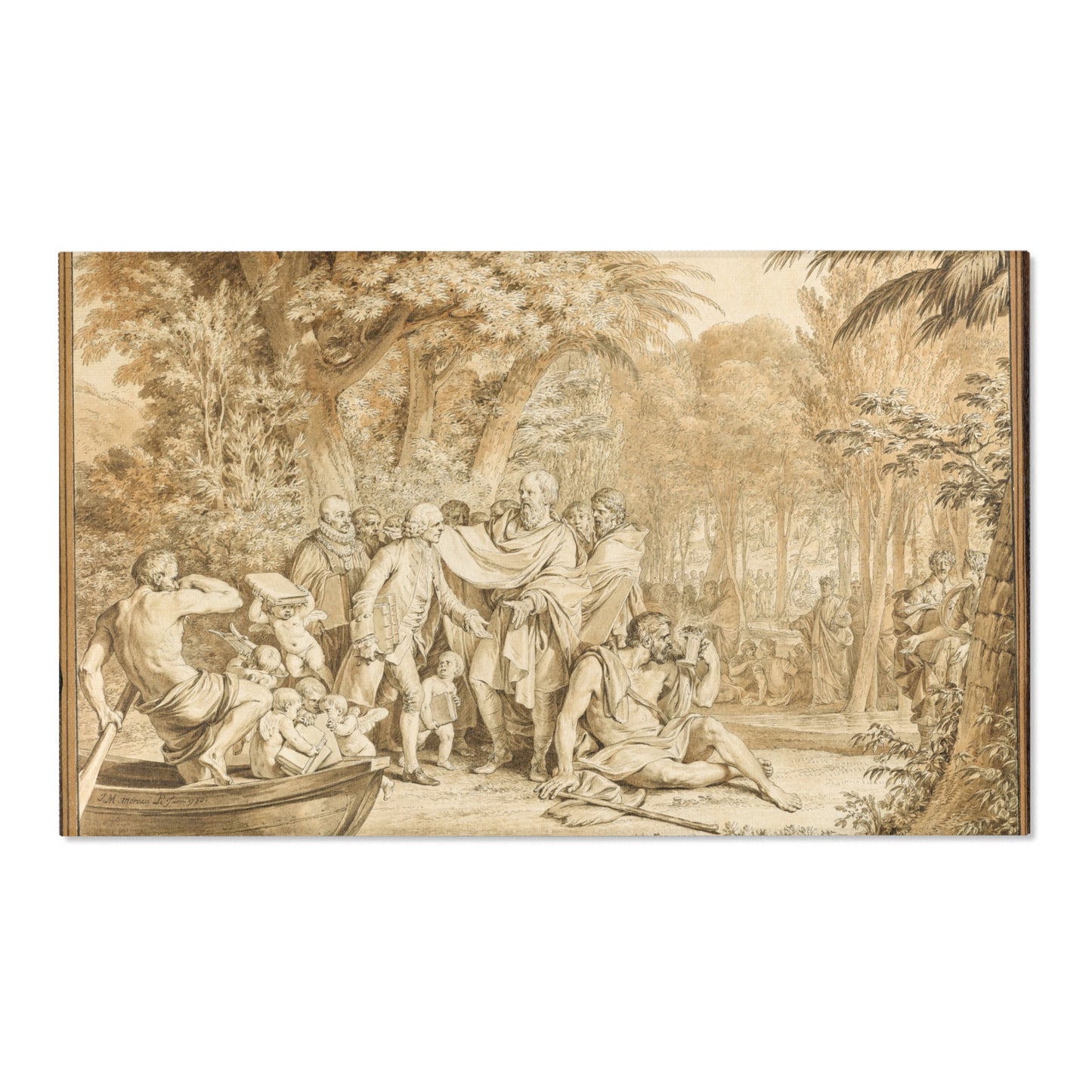 Jean Michel Moreau - The Arrival of Jean-Jacques Rousseau to the Champs-Élysées | Area Rug