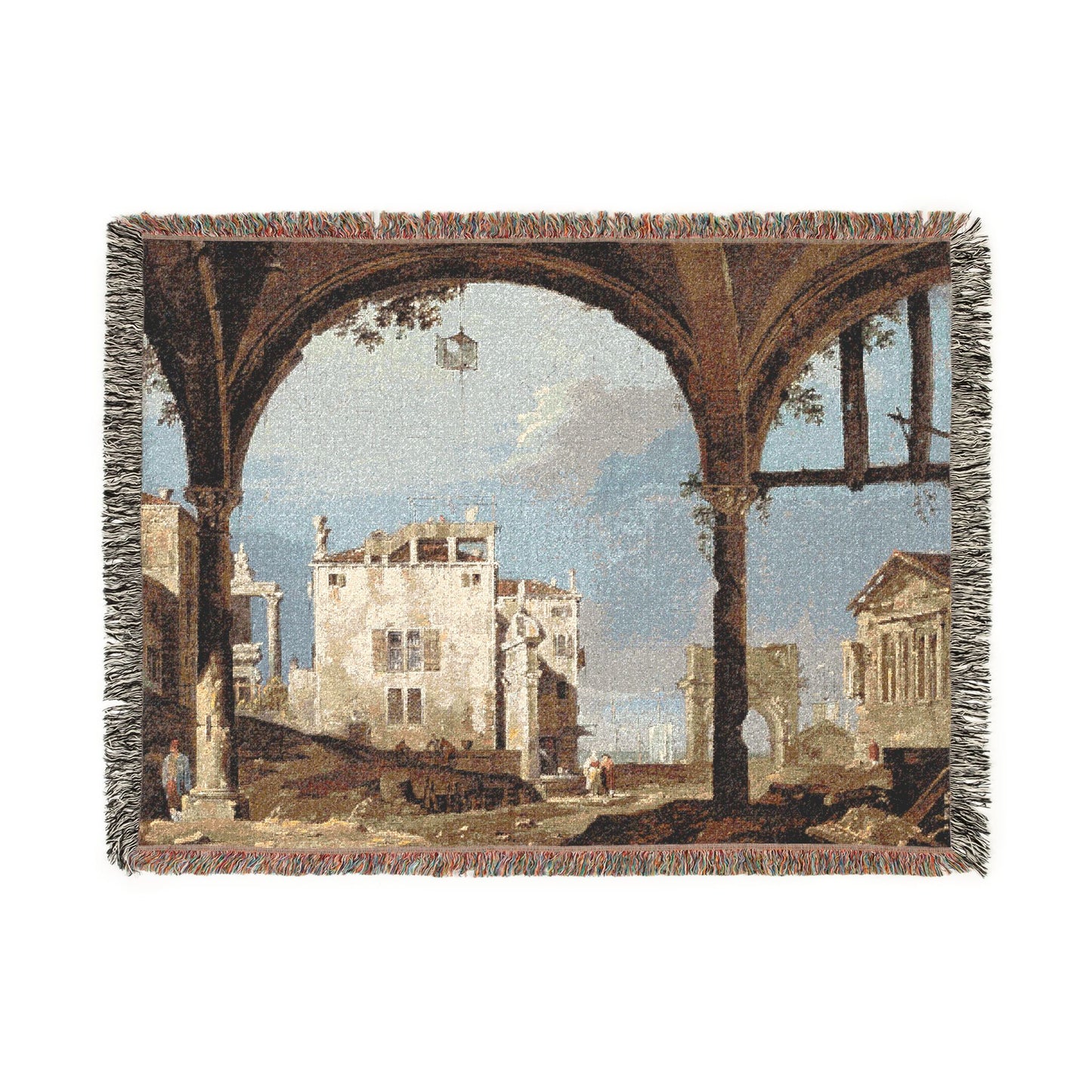 Follower of Canaletto - Portico with a Lantern | Woven Tapestry Blanket