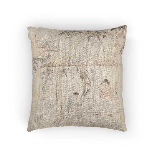 A Scholar at a Table with a Servant Pillow
