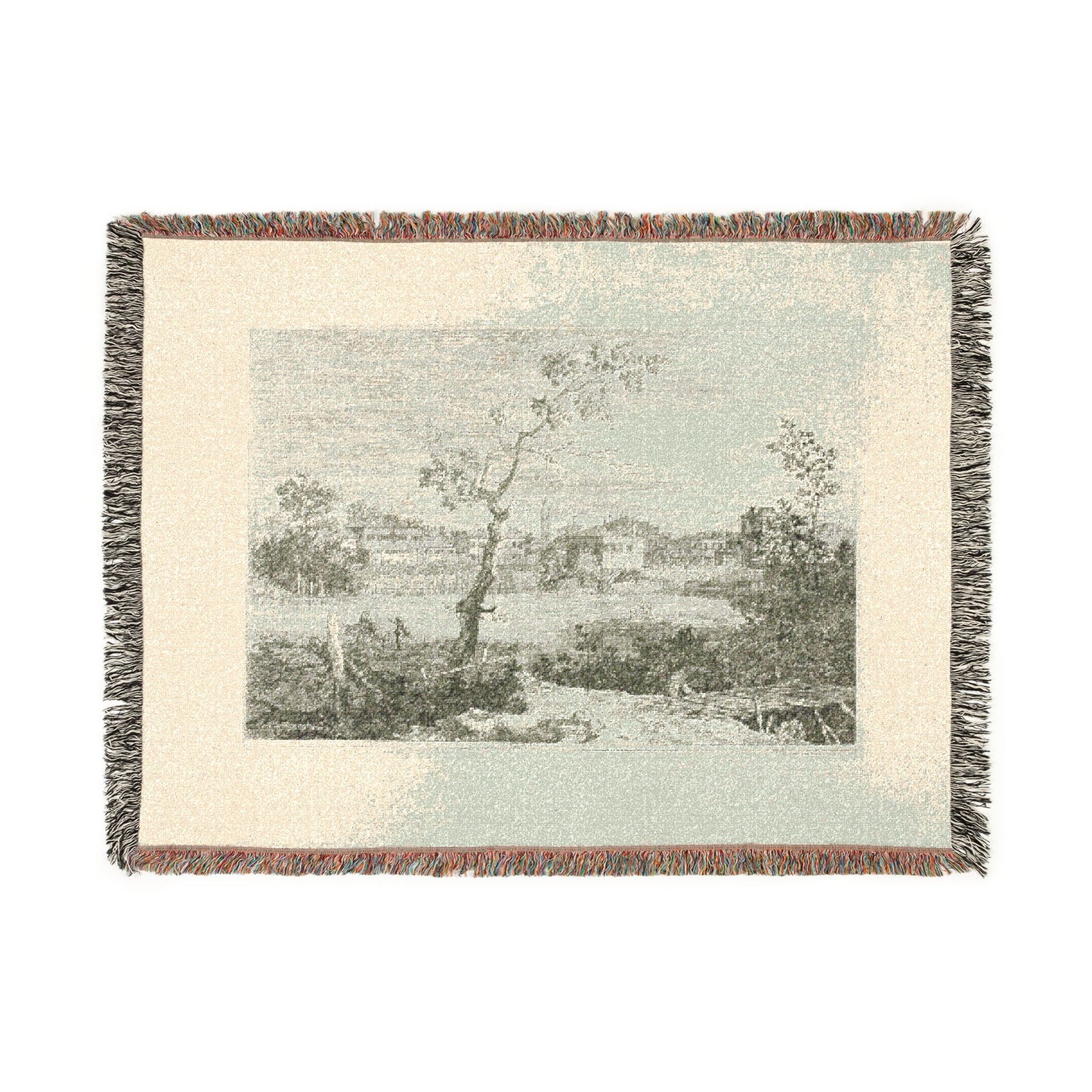 Canaletto - View of a Town on a River Bank, from Vedute | Woven Tapestry Blanket