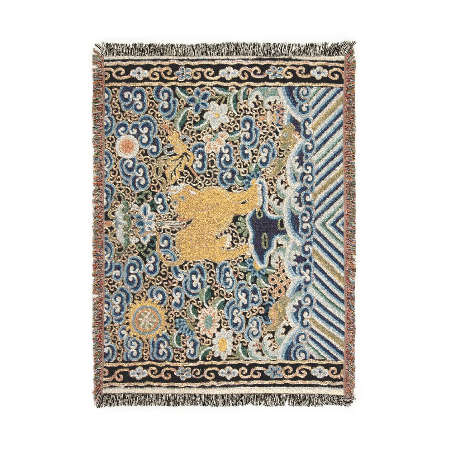 143_rank-badge-with-tiger | Woven Tapestry Blanket