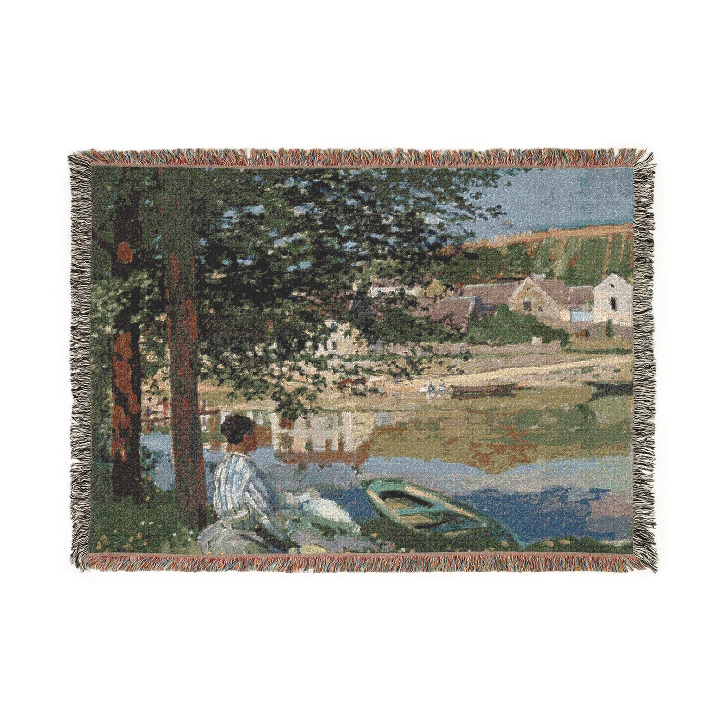 Claude Monet - On the Bank of the Seine, Bennecourt | Woven Tapestry Blanket