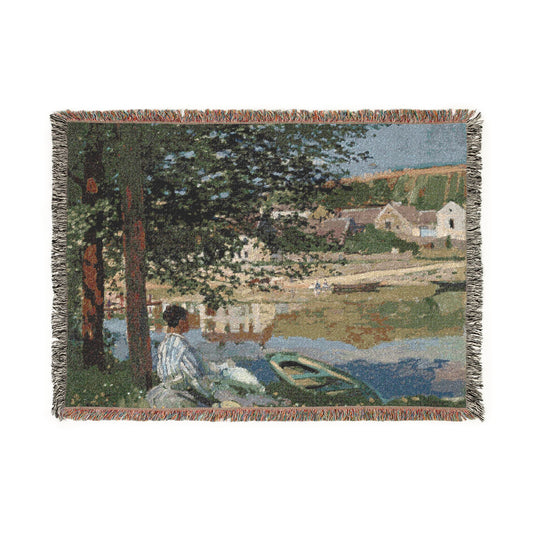 On the Bank of the Seine — Monet Tapestry Blanket