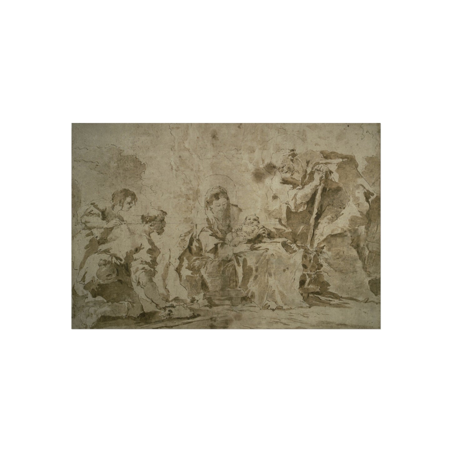 Francesco Guardi - Adoration of the Shepherds (recto); Three Sketches Buildings by Canal with Boats, Landscape with Buld | Fine Art Poster