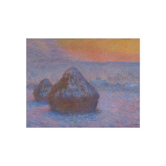 Stacks of Wheat (Sunset, Snow Effect) — Claude Monet Fine Art Poster