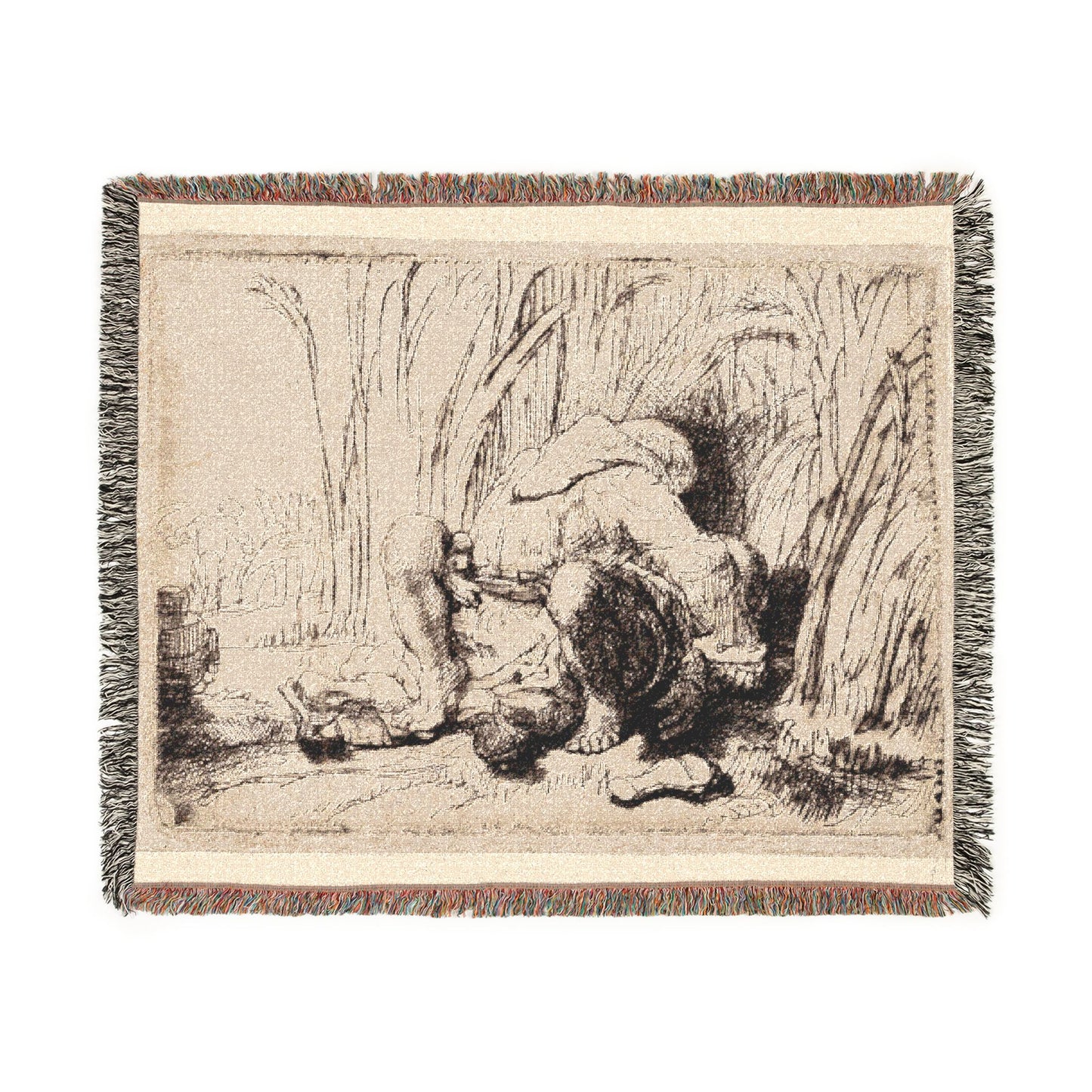 Rembrandt van Rijn - The Monk in the Cornfield | Woven Tapestry Blanket