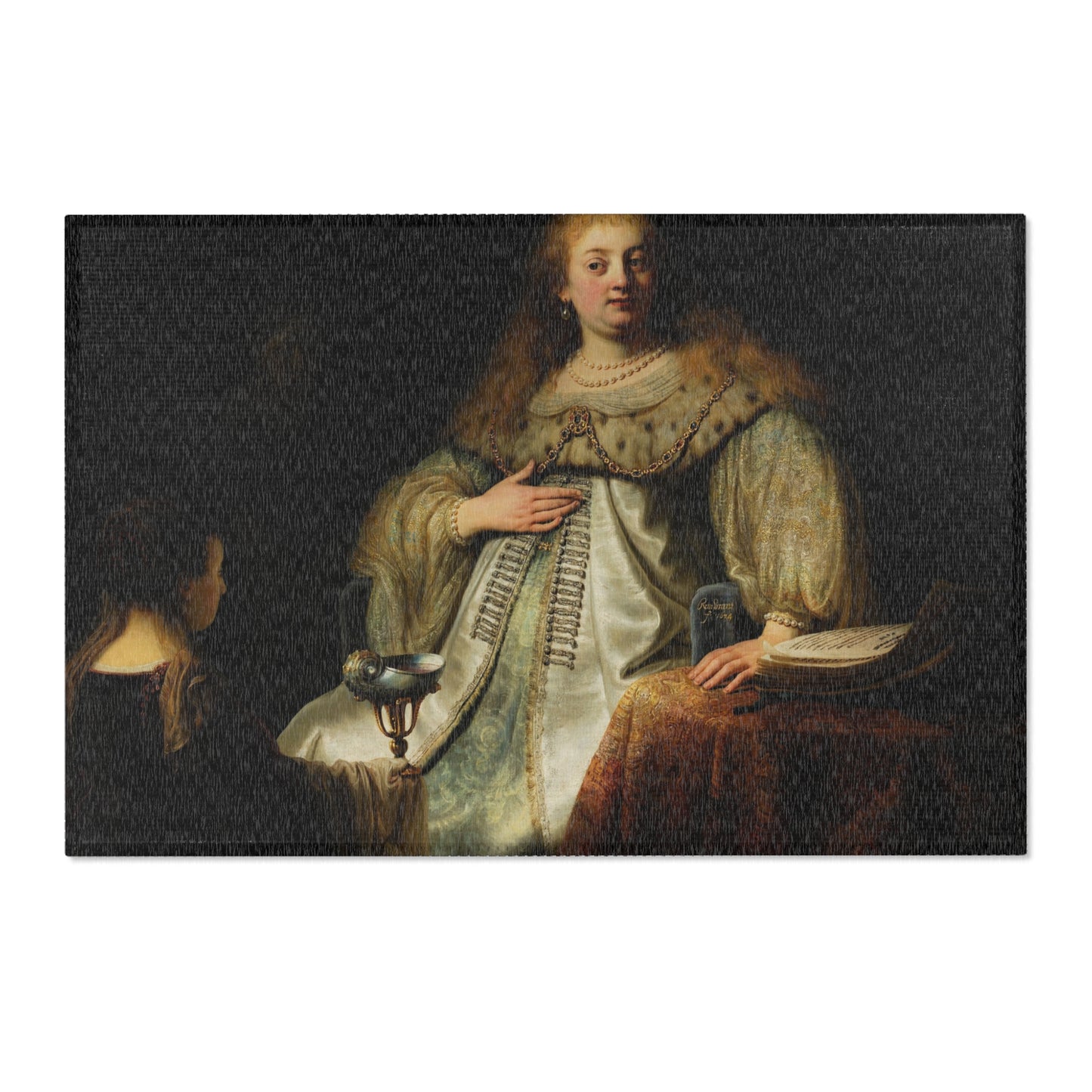 Judith at the Banquet of Holofernes (previously known as Artemisia), by Rembrandt, from Prado in Google Earth | Area Rug