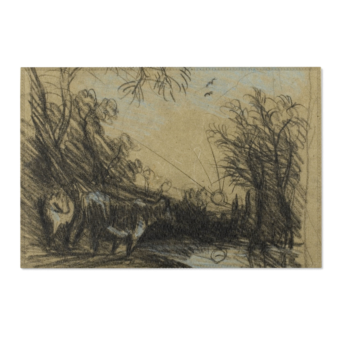 Landscape with Cows — Constable Area Rug