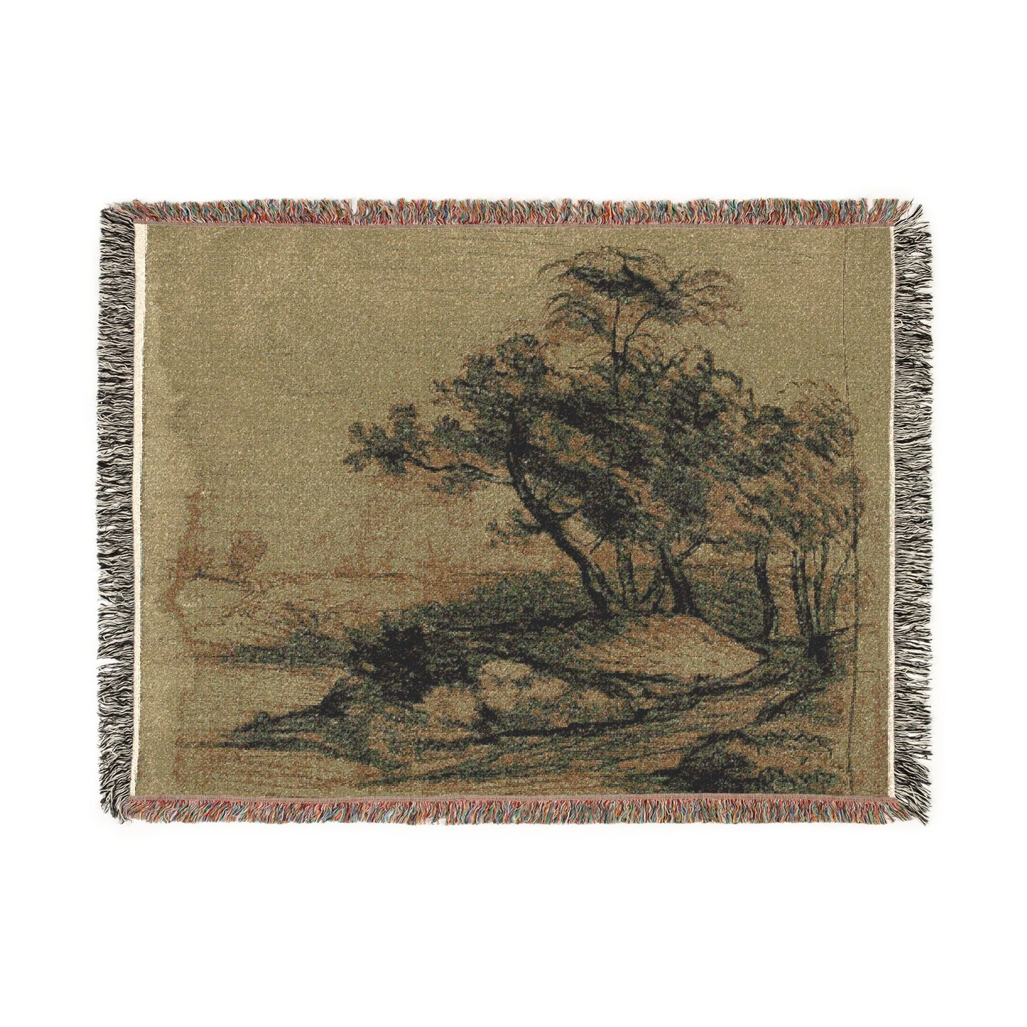 John Constable - River Bank with Trees (recto); Herd of Cattle Beneath Trees, with Inset Sketch of Landscape (verso) | Woven Tapestry Blanket