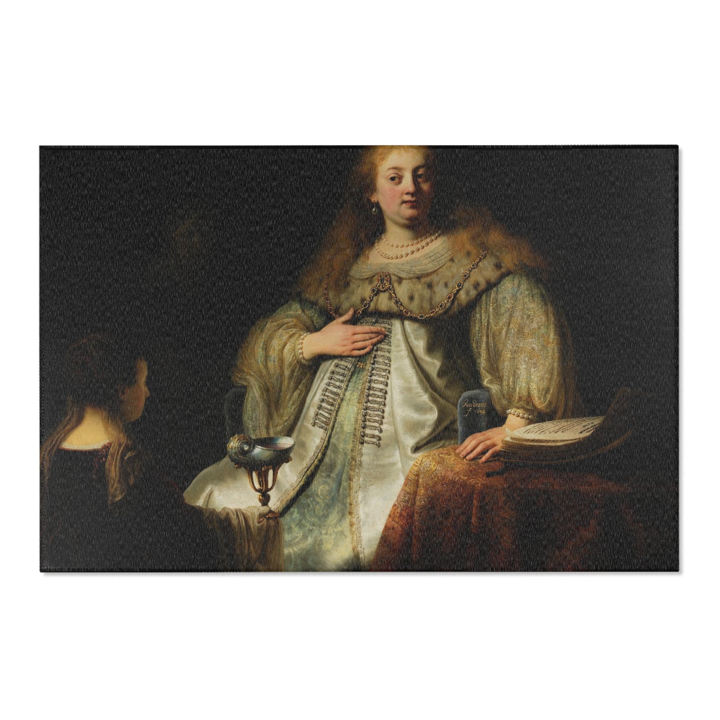 Judith at the Banquet of Holofernes (previously known as Artemisia), by Rembrandt, from Prado in Google Earth | Area Rug