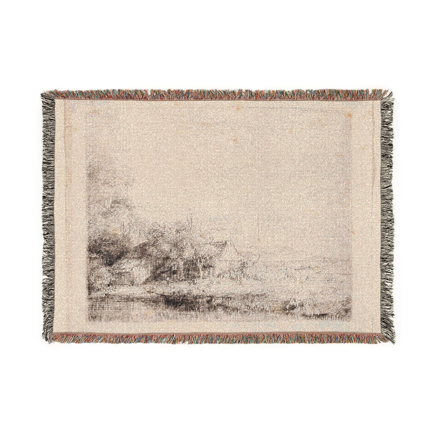 Rembrandt van Rijn - Landscape with a Cow Drinking | Woven Tapestry Blanket