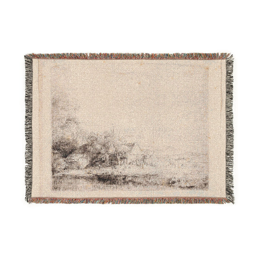 Landscape with a Cow Drinking — Rembrandt Tapestry Blanket