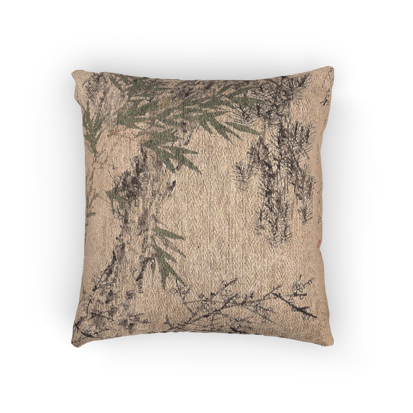 Plum Pine and Bamboo Woven Pillow