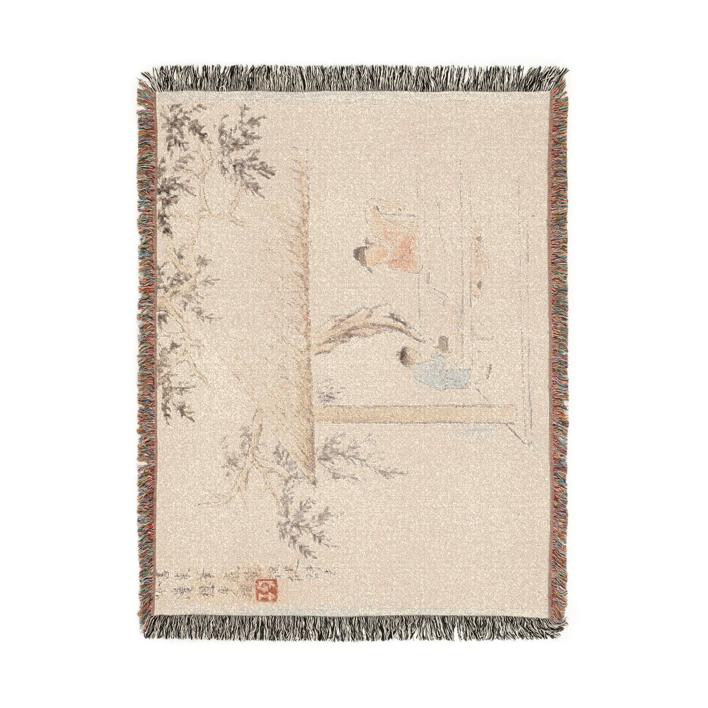 118_a-scholar-at-a-table-with-a-servant | Woven Tapestry Blanket