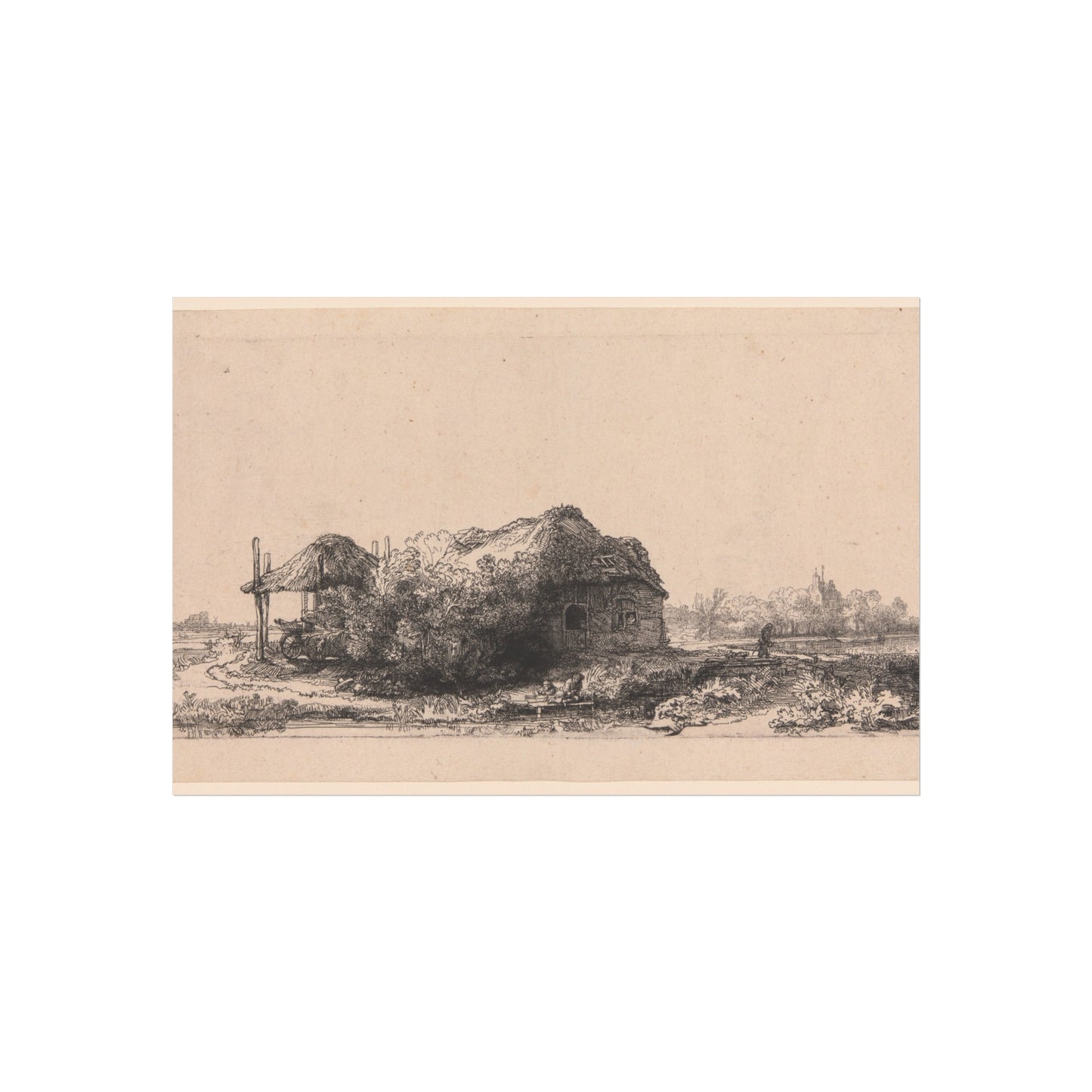 Rembrandt van Rijn - Landscape with Cottages and a Hay Barn Oblong | Fine Art Poster