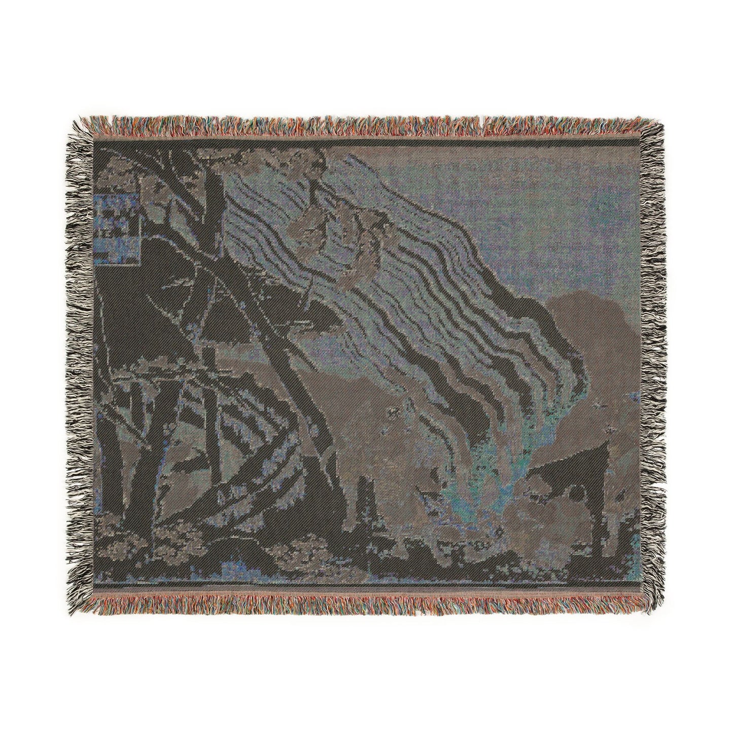 Poem by Minamoto no Muneyuki from the series One Hundred Poems by One Hundred Poets Explained by the Nurse Woven Throw Blanket