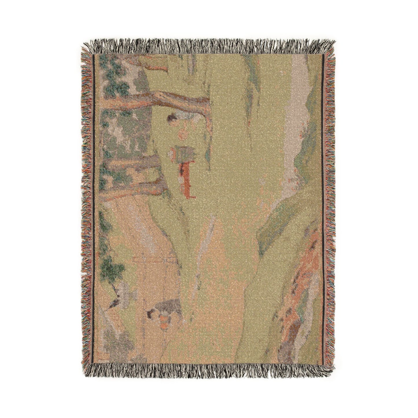 081_zhao-mengfu-writing-the-heart-sutra-in-excha | Woven Tapestry Blanket