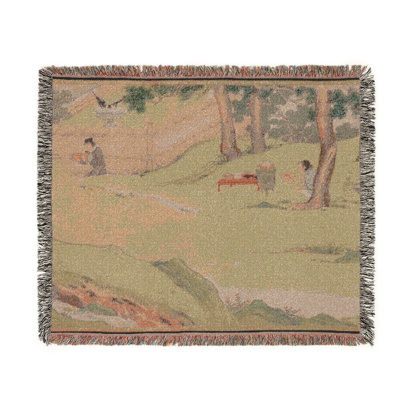 081_zhao-mengfu-writing-the-heart-sutra-in-excha | Woven Tapestry Blanket
