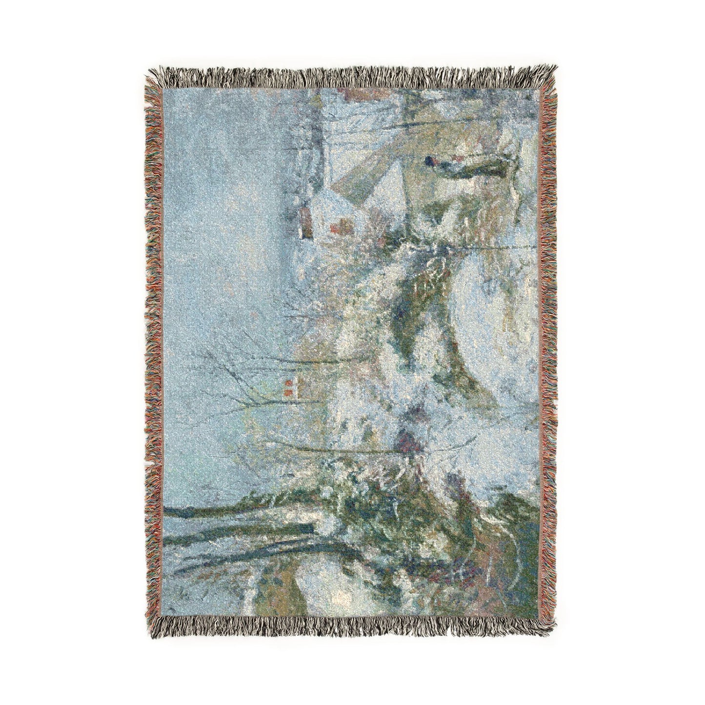 Camille Pissarro - Rabbit Warren at Pontoise, Snow | Woven Tapestry Blanket