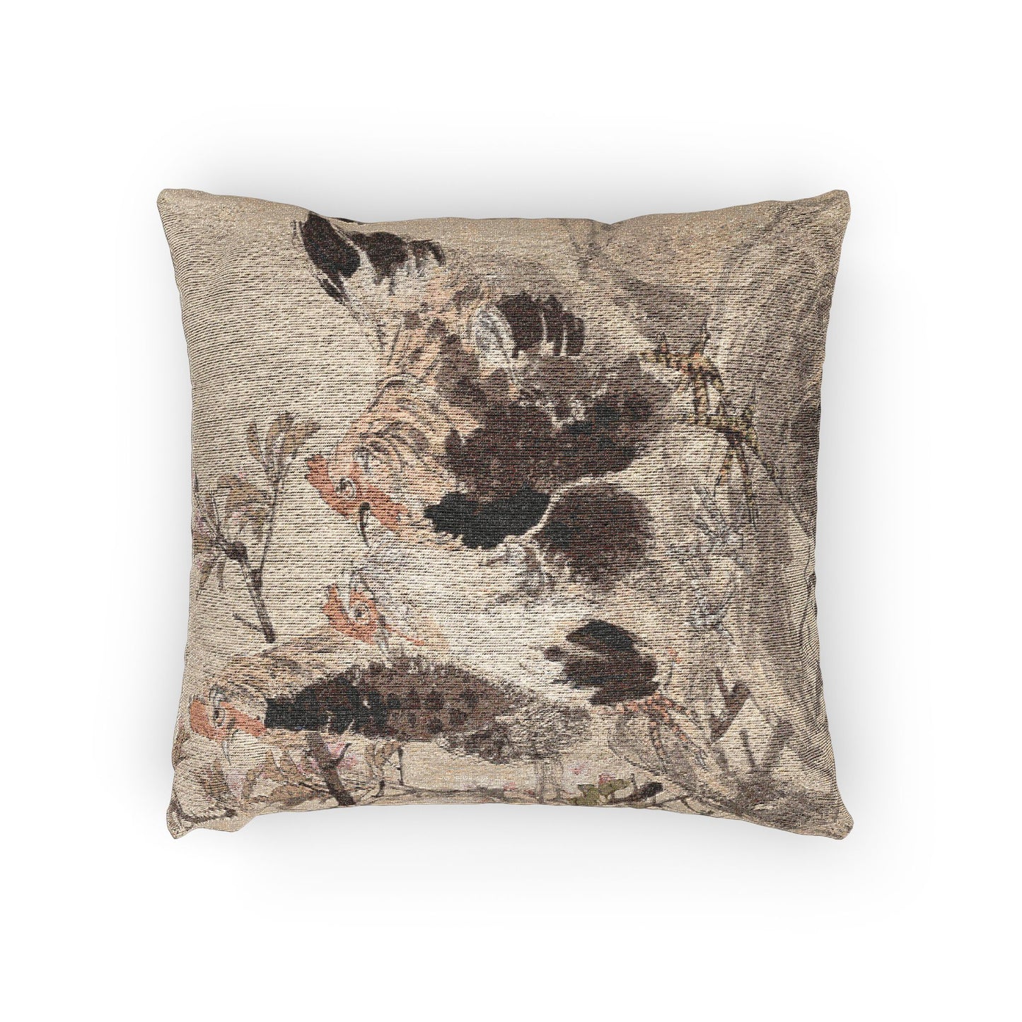 Roosters and Blossoming Apricots Woven Pillow