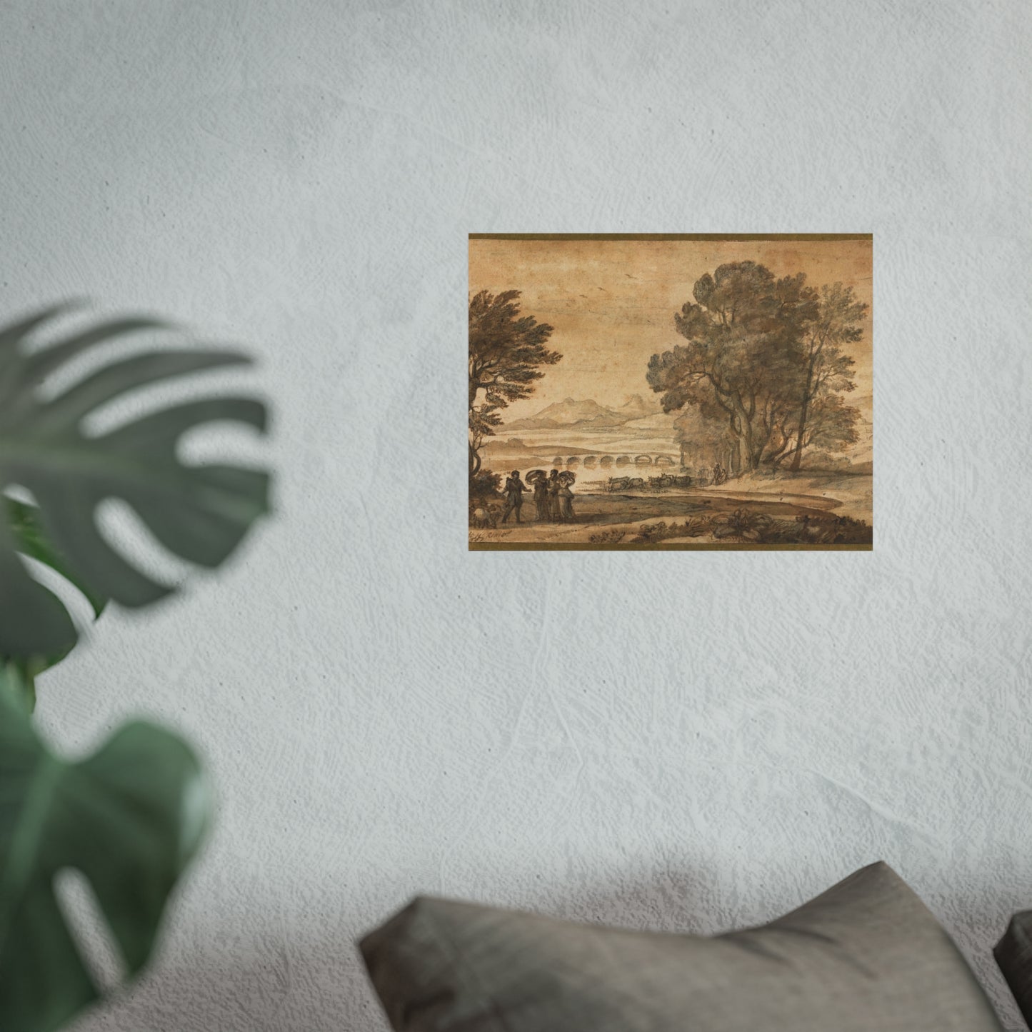 Claude Lorrain - A Wooded River Landscape with Jacob, Laban, and His Daughters | Fine Art Poster